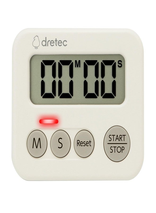 Dretec 3 Lamp Timer, Kitchen Timer, Silent, Glowing, Light, Simple, Study, Kids, Cute, Powerful Magnet, Loud Volume, Stylish, Digital Timer, Learning, Ivory - Image 1